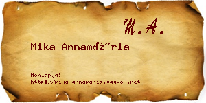 Mika Annamária névjegykártya